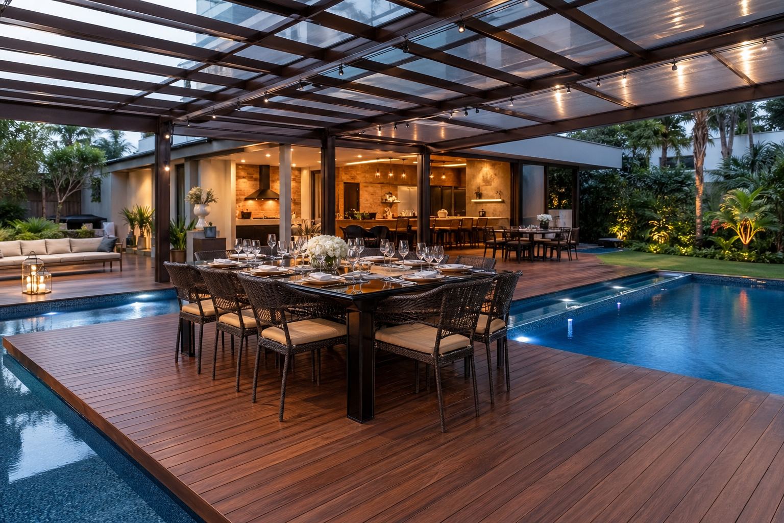 Transformando a área de lazer: de piscina a espaço gourmet contínuo