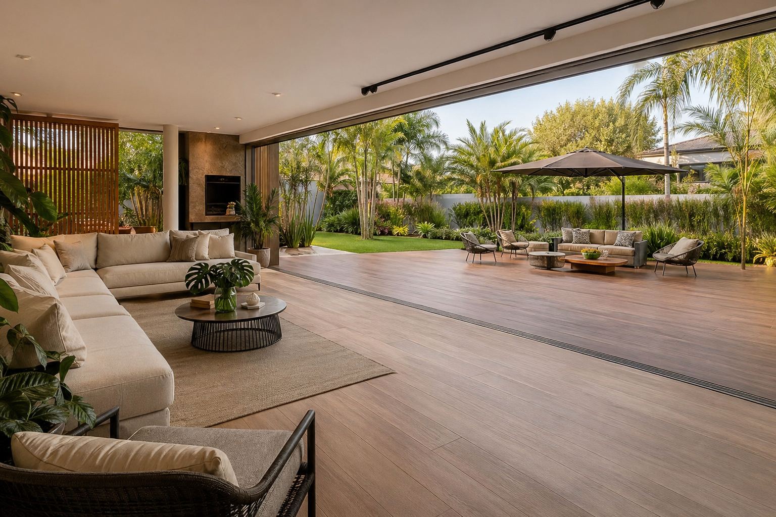 Integração de ambientes: conectando a casa ao jardim nivelando o piso