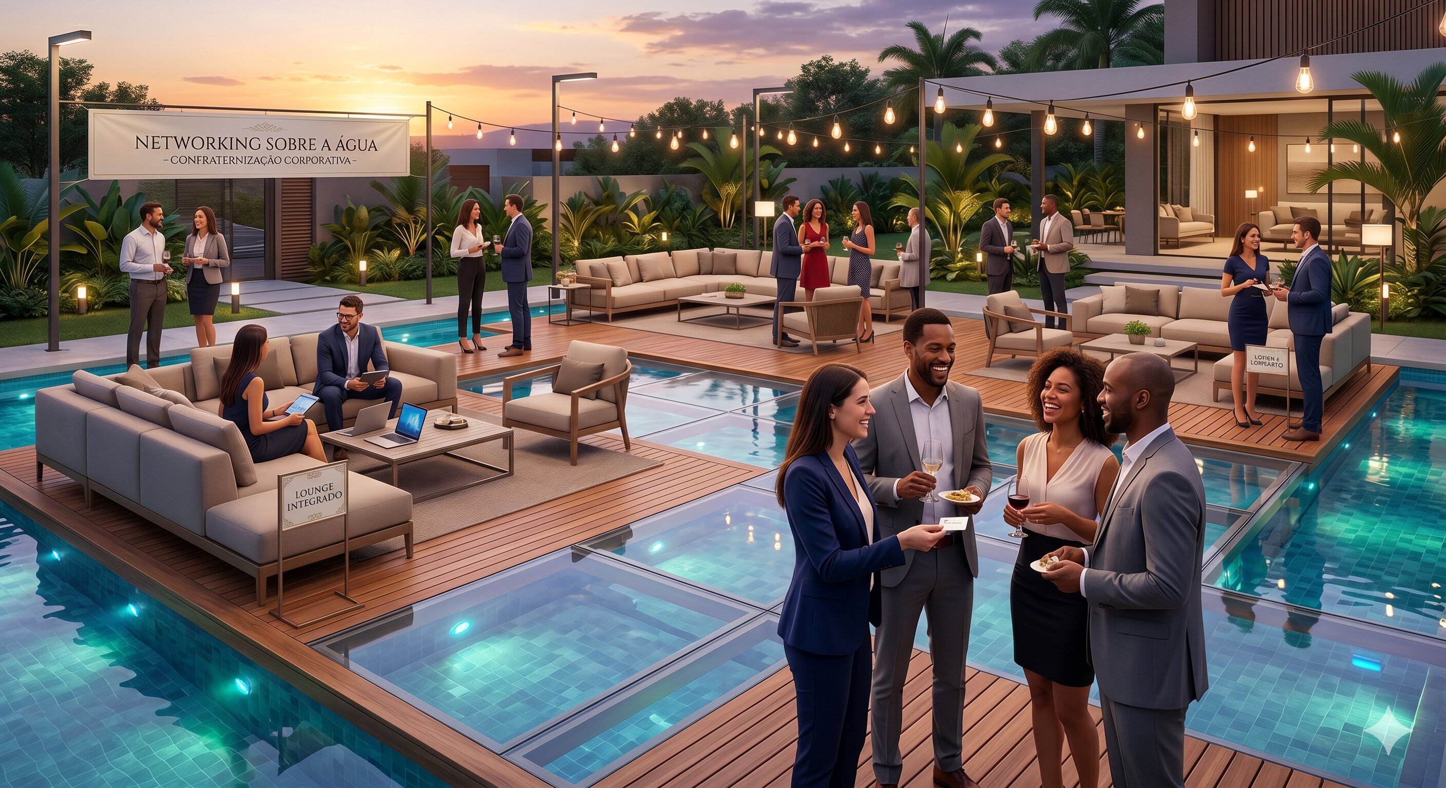 Eventos de networking: criando lounges sobre a água para confraternizações